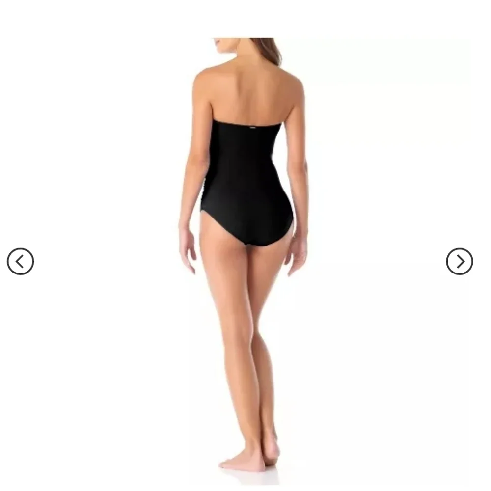 Anne Cole Women's Solid Black Twist Front Shirred One Piece Swimsuit size 6 New